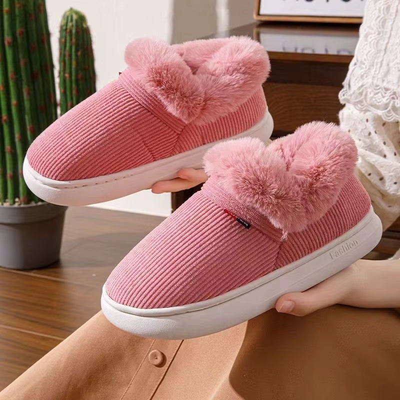 Winter Women Shoes Casual House Shoes for Men 2025 Outdoor Warm Cotton Shoes for Women Indoor Plush Padded Slippers Female