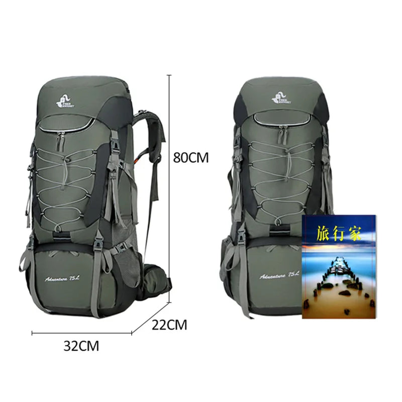 75L Camping Backpack Hiking Bag Sport Outdoor Bags with Rain Cover Travel Climbing Mountaineering Trekking Camping Bag XA726WA
