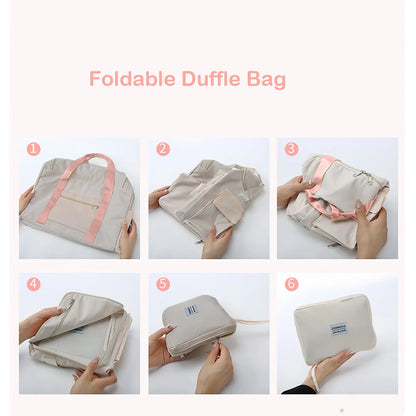 Travel Duffel Bag, Foldable Weekender Bag for Women, Overnight Bag with Shoe Compartment, Waterproof Shoulder Sports Tote Gym Bag with Toiletry Bag for Hospital Holdalls, Gray