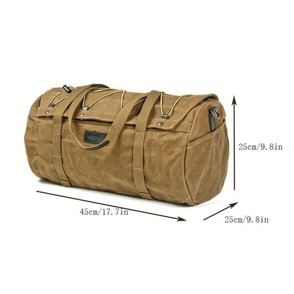 Classic American Retro Travel Bag Retro Portable Messenger Batik Canvas Cylinder Motorcycle Travel Bag Gym Bag