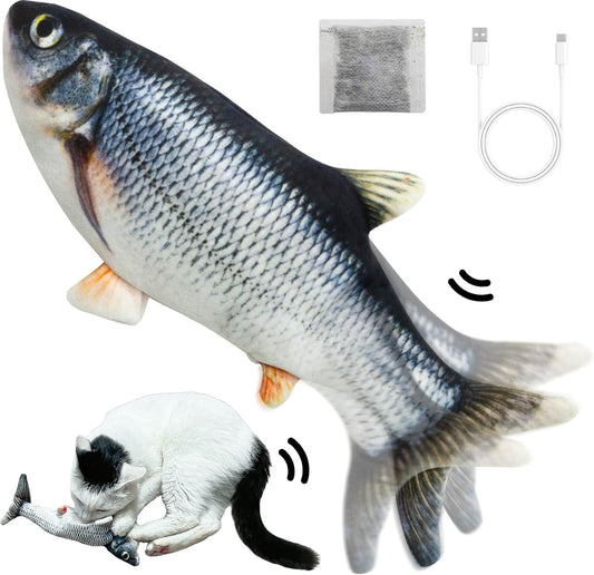 SUNFATT Floppy Fish Dog Toy,Fish Toy,Interactive Cat Toys for Indoor Cats USB Charging,Cat Chew Toy Can Kick and Chew,Kitten Teething Catnip Toys.